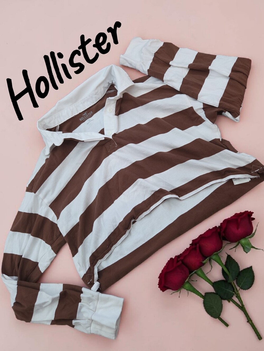 *1635 Hollister crop polo top shirt Women size S